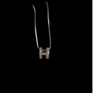 Small Initial H Pendant Necklace with Cubic Zirconia